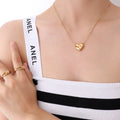 18K Gold-plated Stainless Steel Gold-plated Non-fading Romantic ECG love Necklace Three-dimensional Peach Heart Pendant