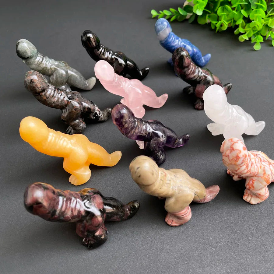 New Design Natural Blue Aventurine Obsidian Crystal Dinosaur Penises With a Tail