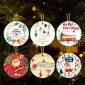 Custom Home Pendant UV Printed Ceramic Hanging Christmas Tree Ornament for Festivals and Holidays