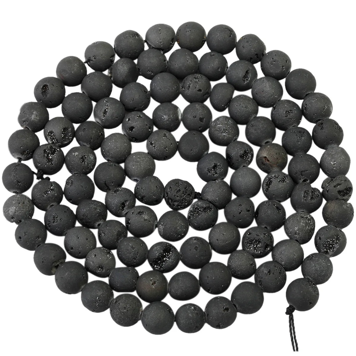 12mm Natural Black Color Plated Fancy Druzy Agate Round Loose Beads Gemstone Jewelry Bracelet Necklace Making