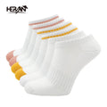 Custom Logo Printed Cotton Socks for Women Yellow and Pink Short Ankle Socks With Custom Design Polyester Material White Socks