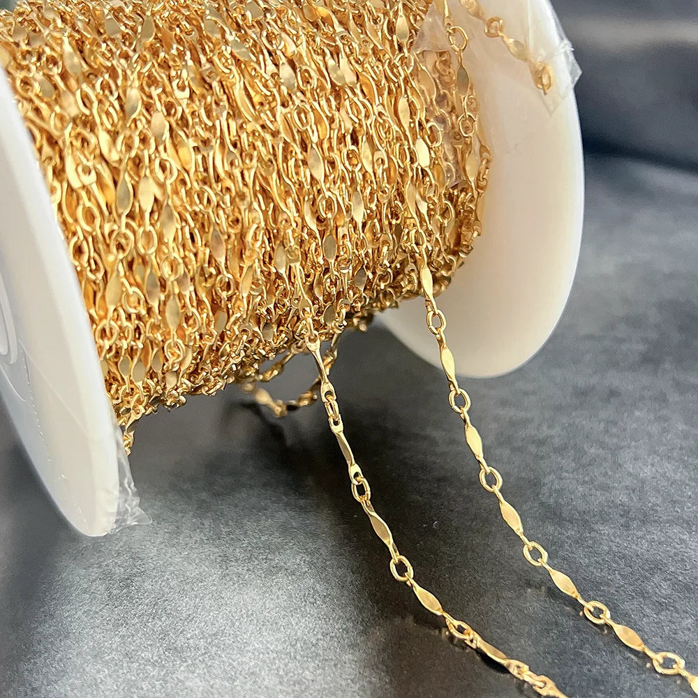 Hot Sale 14k Gold Filled 1.3mm Dapped bar Chain Bracelet Necklace Bulk Chain for Jewelry Making