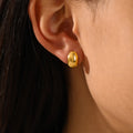 Hainon Stainless Steel Plated 18K Gold Earrings Women Simple Smooth Earrings Earpin Jewelry