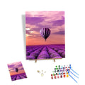 Painting by Numbers Diy Oil Painting Canvas Kit a Hot Air Balloon Flying Over Lavender Art Hanging Picture Decor for Bedroom