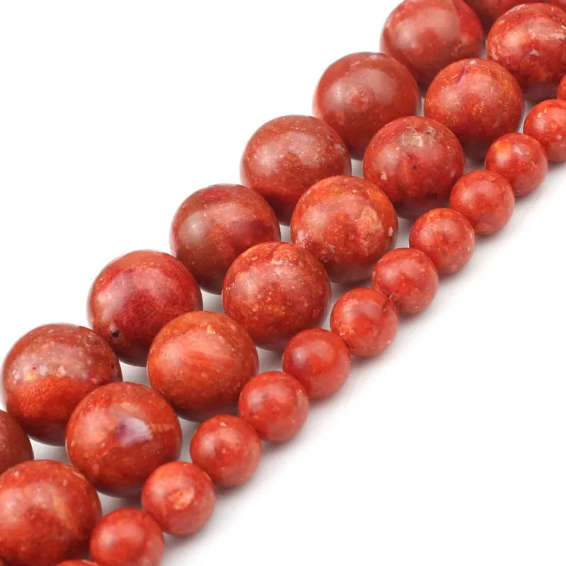Fashion 6/8/10/12/14mm Natural Red Coral Beads Handmade Round Beads For Women Girl DIY Jewelry