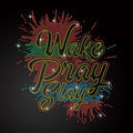 Free Sample Wake Pray Slay Hot Fix Rhinestone Transfer T-Shirt Custom Heat Transfer