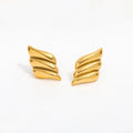 New Trendy 18K Gold Plated Shiny Tassel Leaf Three Layer Stud Earrings for Women Stainless Steel Jewelry Wholesale
