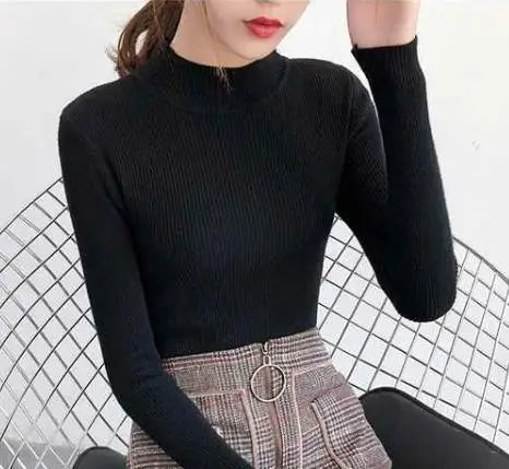 Custom Women's Turtleneck Pullover Sweater for Winter Basic Knitwear Top with Casual Style Autumn Bottoming Shirts