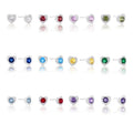 Dainty Heart Birthstone Studs Tiny Sterling Silver CZ Earrings Gold Heart Birthstone Stud Earrings