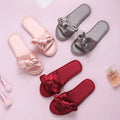Fashion Comfortable Soft Ladies Custom Bow Tie Satin Indoor Bedroom Sleeping Women Slippers