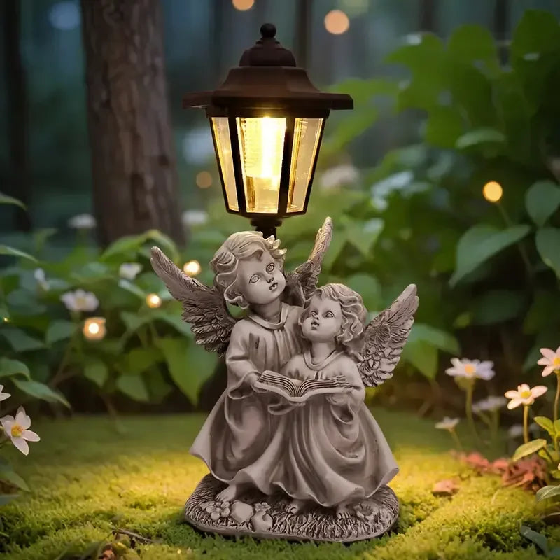 Animal-Themed Resin Hand-painted Solar-Powered Lantern Statue Fairy Style Garden Outdoor Christmas Display Figurine Model