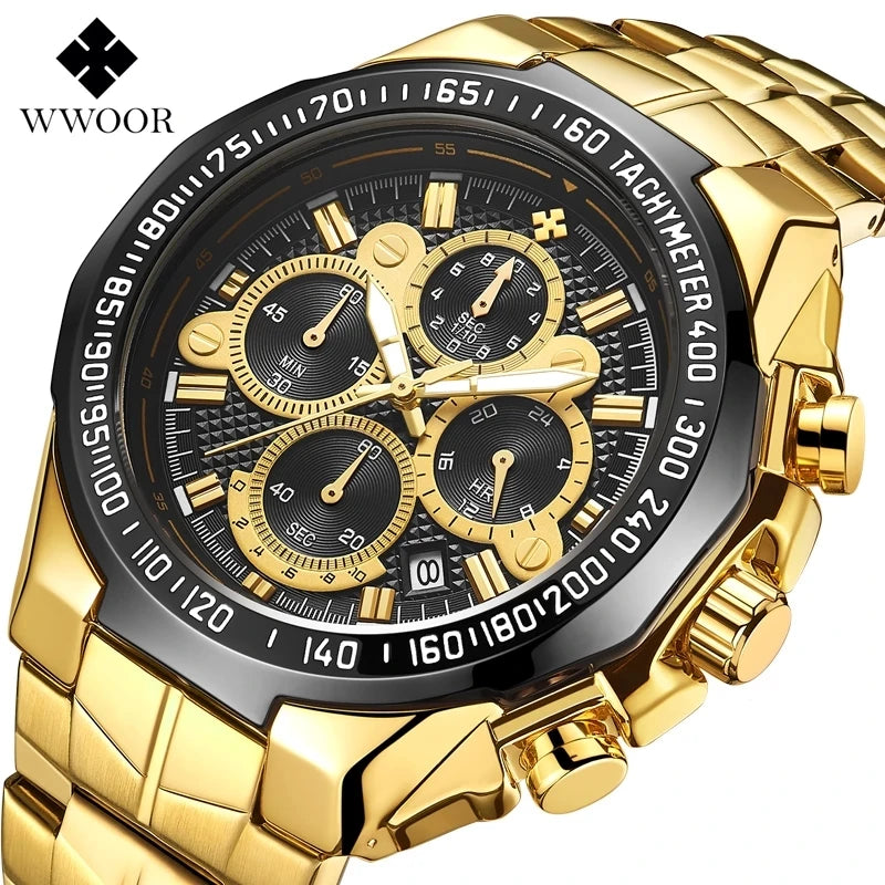 WWOOR 8868 Watch for Men Multifunction Chronograph Sport Gift Waterproof Watches Quartz Luxury Male Wristwatch Relogio Masculino