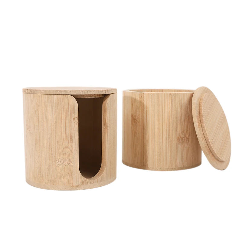 Eco Friendly Bamboo Jar Cotton Pad Container Bamboo Cylinder