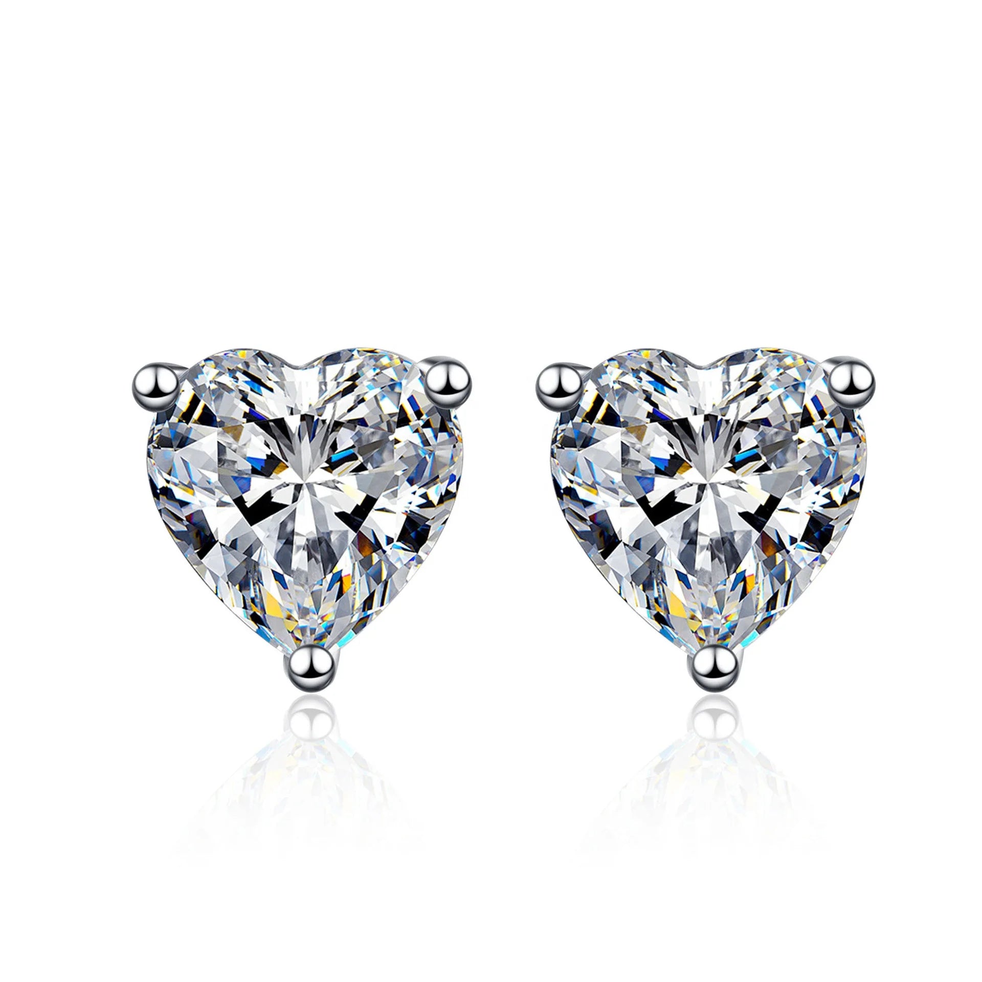 Valentines Day Jewelry Heart Shape Moissanite Stud Earring 925 Sterling Silver Couple Jewelry