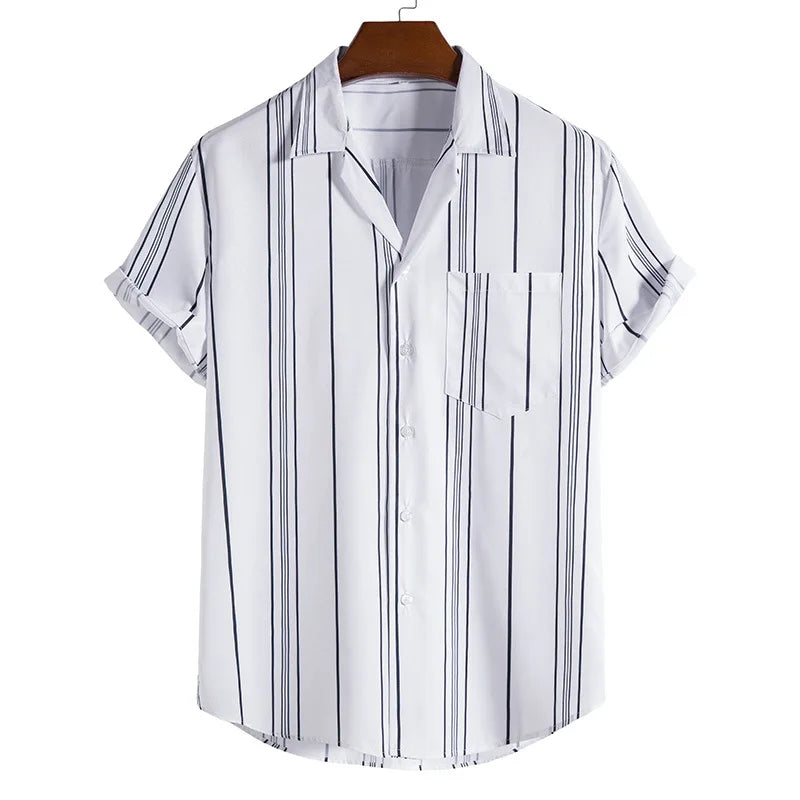 Mens Hawaiian Shirt Short Sleeve Vintage Printed Shirts for Beach Holiday