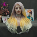 Celebrity New Fashion Ombre Transparent Synthetic Wigs High Temperature Fibre Tinsel Synthetic Lace Front Wigs