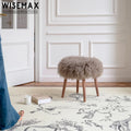 WISEMAX FURNITURE Modern Home Decor Solid Wood Small Ottoman Lamb Wool Fur Dressing Chair Wooden Shoes Changing Stool for Home