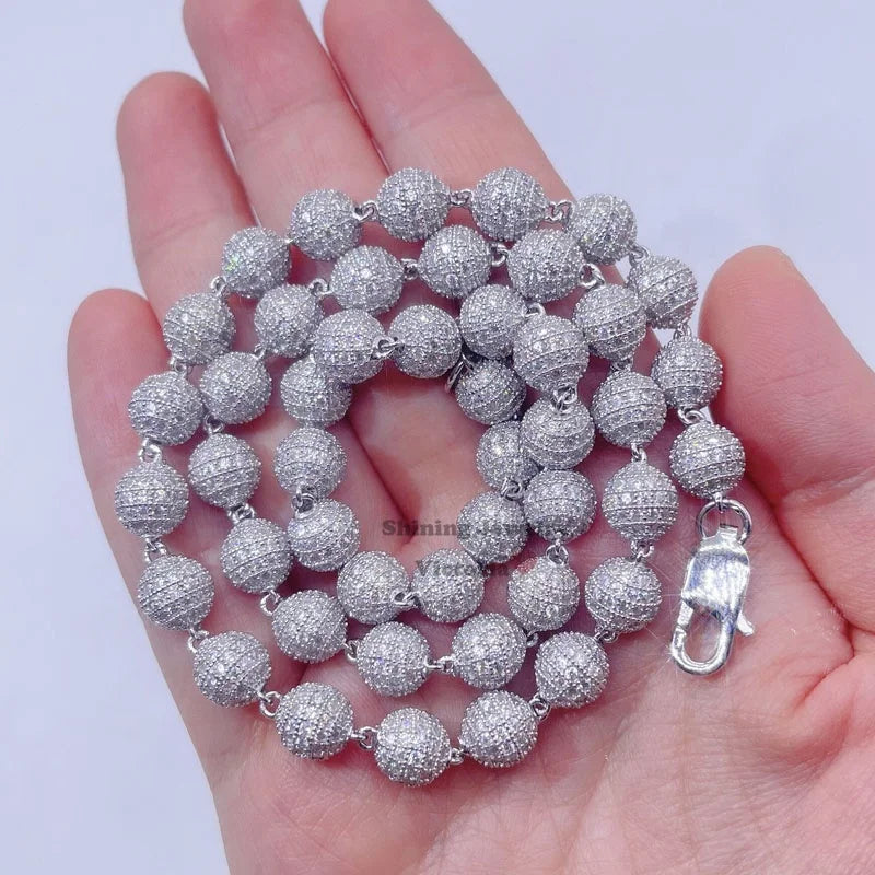 Hip Hop Bling Men Fashion Custom Made Moissanite Diamond Iced Out Rosary Chain