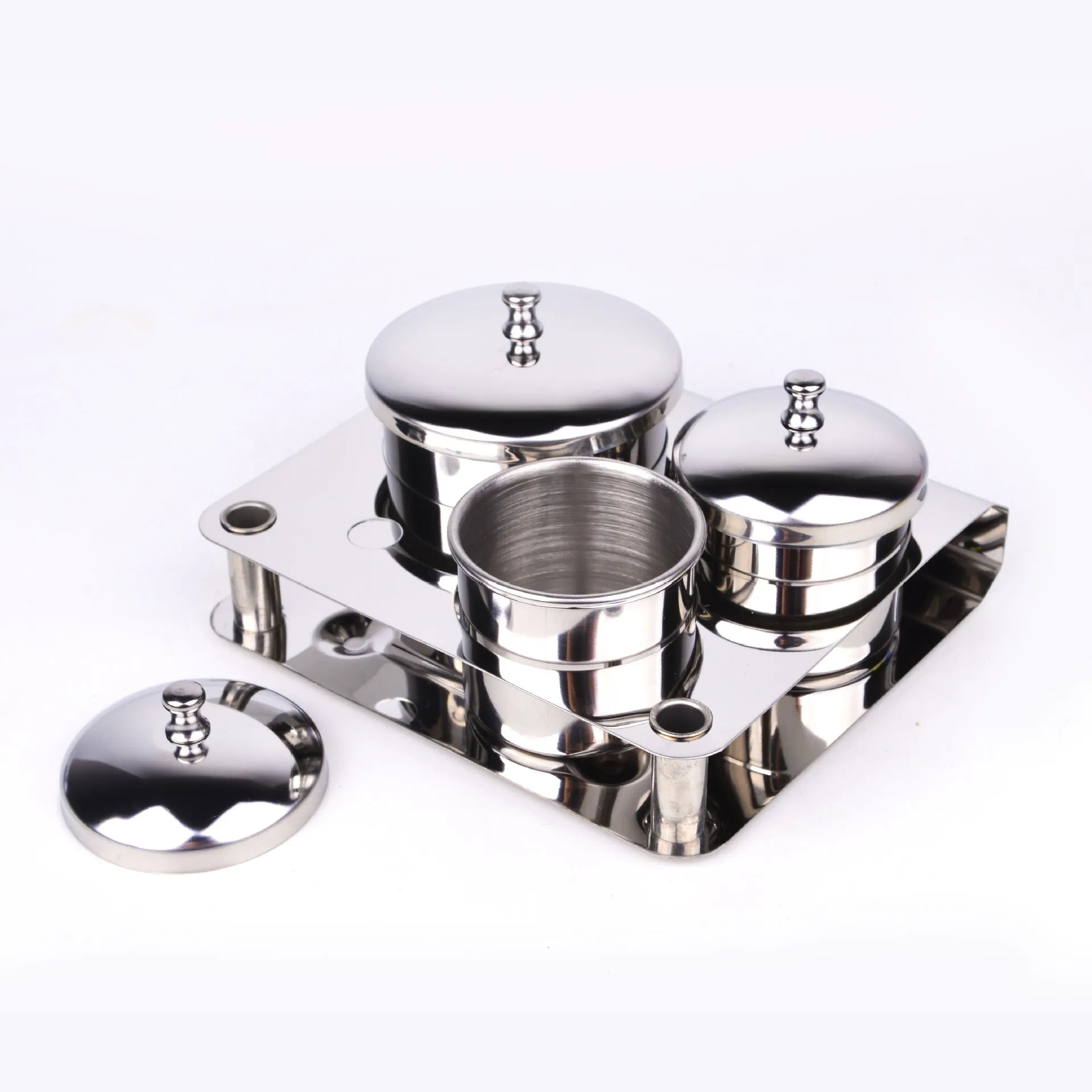 3pcs Nail Art Stainless Steel Acrylic Cup Acrylic Liquid Powder Monomer Special Washing Brush Nail Dappen Dish Set for Nails