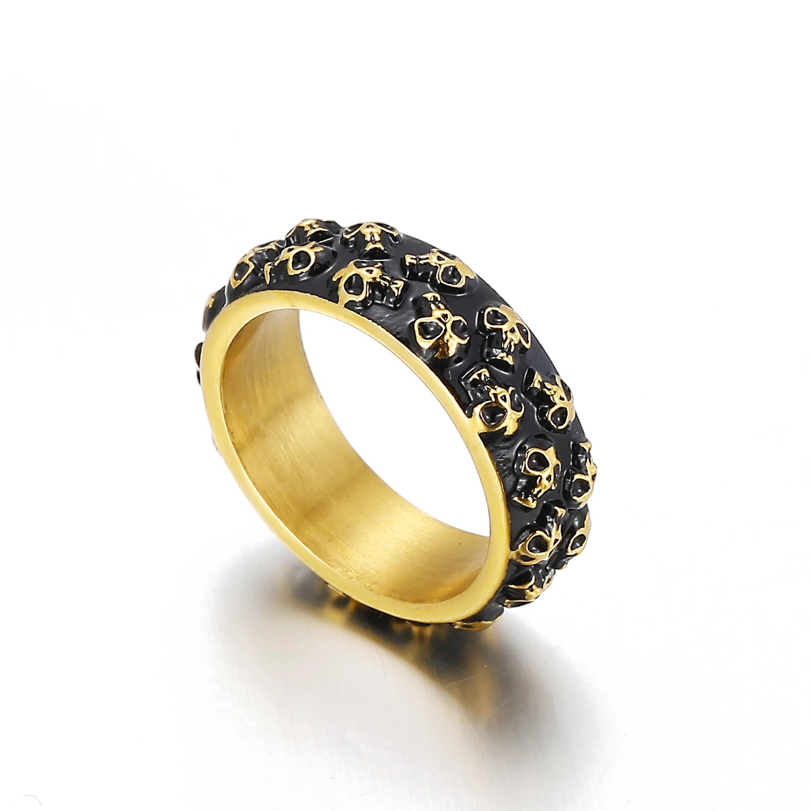 KALEN Punk Ring Inlaid Skull Head Finger Ring Men Charms Stainless Steel Rings Jewelry