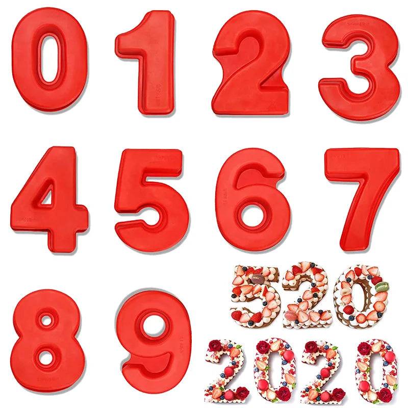 Factory Hot Sale Large 0-9 Food Grade Eco-Friendly LFGB Certified Silicone Number Cake Molds Mousse Decorative Cake Cake Tools