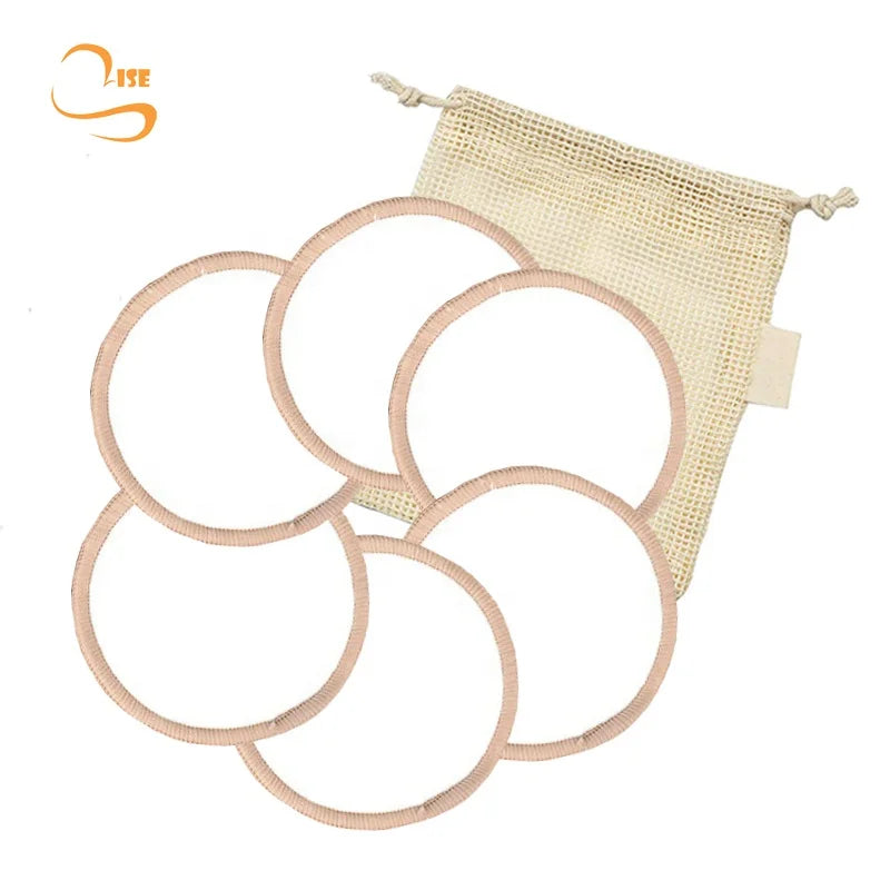 Eco-friendly 8cm Bamboo Face Cleansing Pads Organic Laundry Bag Set Reusable Cotton Makeup Remover Pads Rounds
