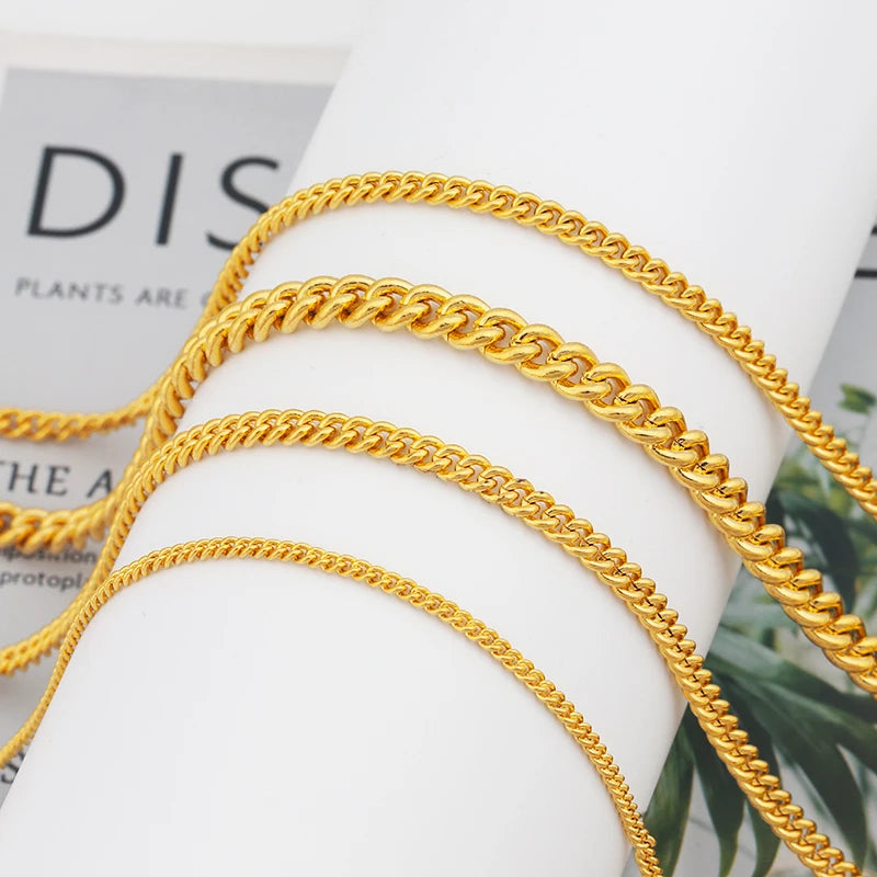 JXX XL-02 45CM/60CM/70CM Adjustable 24K Gold Plated Trendy Cuba Chain  Men Necklace