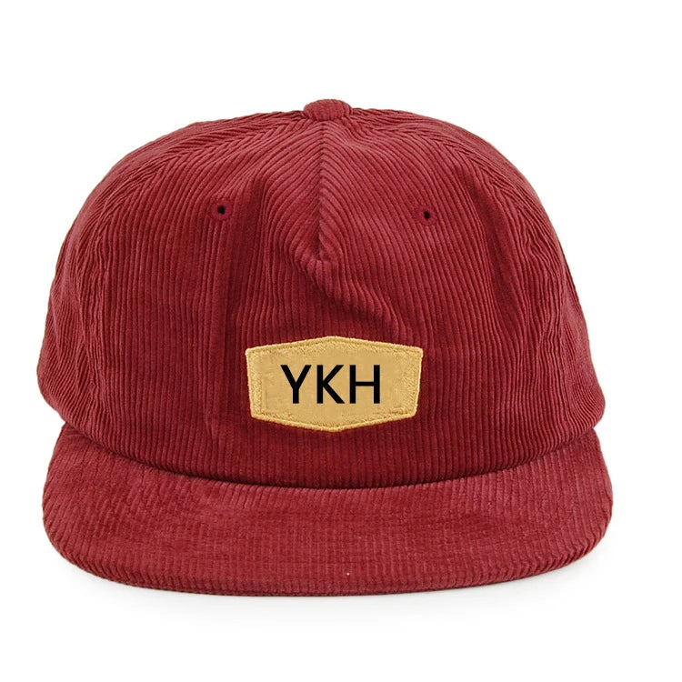 Corduroy Sports Capsunstructured Flat Brim Caps Hats5 Panel Fitted Custom Embroidery Snapback Cap