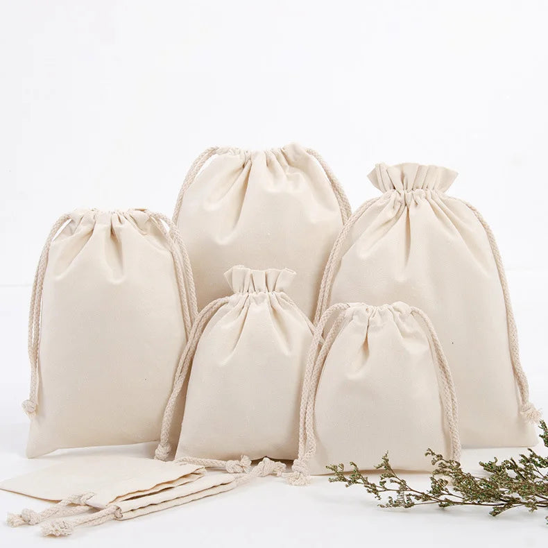 Hot Sale Eco- Friendly Organic Cotton Bags Canvas Jewelry Pouches Bag Storage Clothes Shoes Dust Pouch Candle Storage Bag
