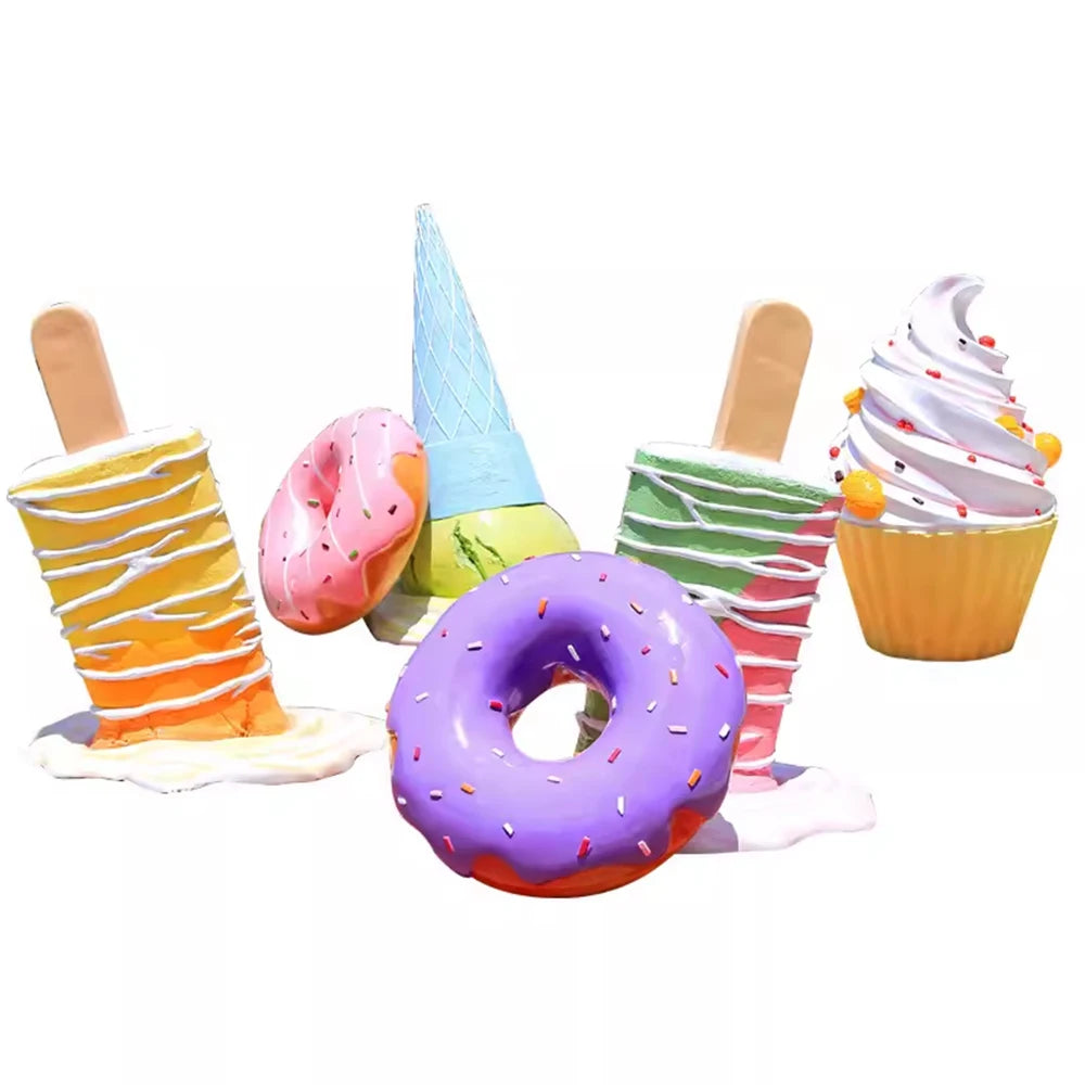Fiberglass Sculpture Macaron Donut Statue Art Statue Resin Melting Ice Cream Sculpture for Christmas