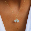 Natural Birthstone Jewelry 18k Gold Stainless Steel Raw Genuine Aquamarine Crystal Necklace