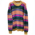 2024 Custom Oem & Odm Women Mohair Sweater Fuzzy Striped Knit Pullover Knitwear Long Sleeve Knitted Crew Neck Mohair Sweater