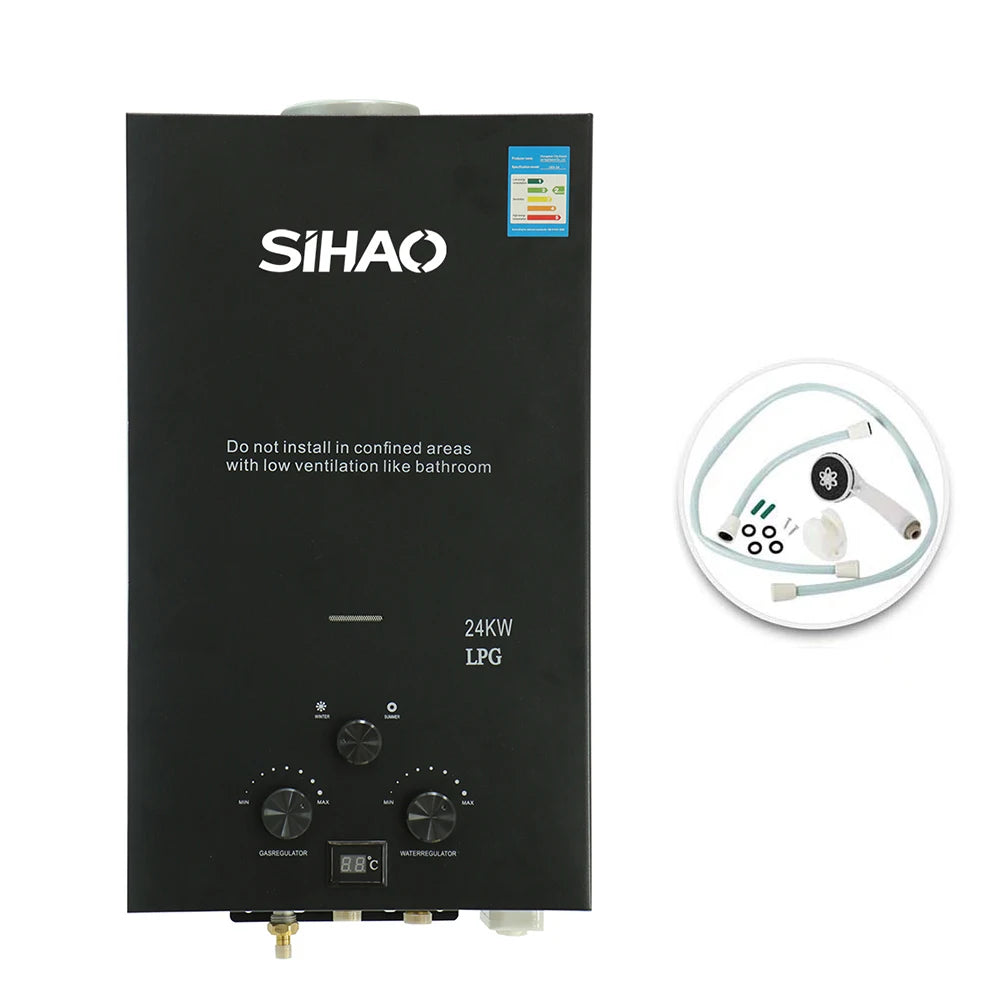 EU warehouse Hot sale water heater 12L 24KW LPG tankless gas water heater instant shower water heater