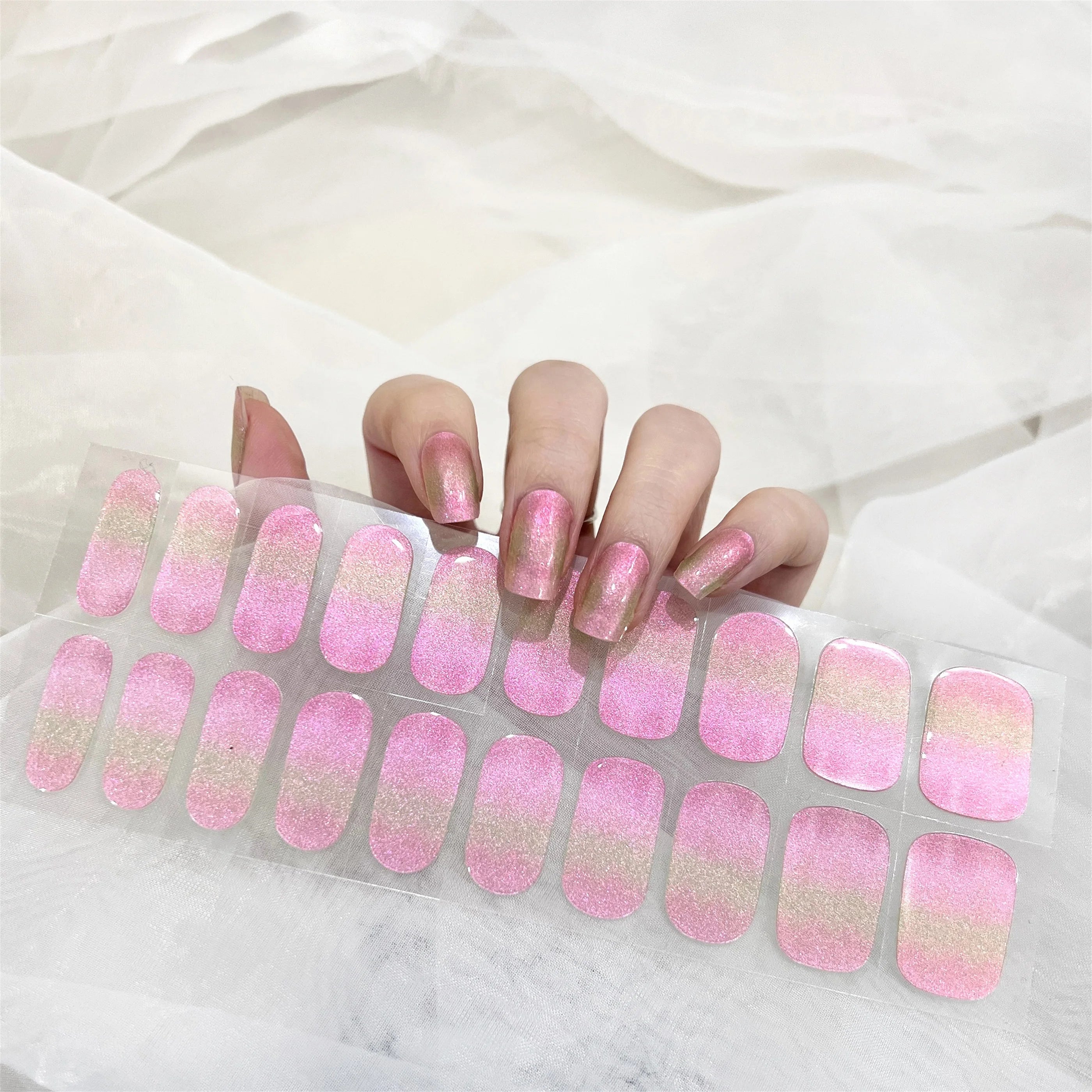 Hot Selling Korean 3D Gel Polish French Summer Nail Stickers with Strong Glue Non-Toxic
