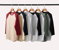 Casual Retro Cotton 7-Point Sleeve T-Shirt for Men Women Knitted with Contrast Loose Long-Sleeved Bottoming Printed Pattern