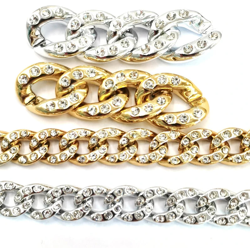 Acrylic Simple Diamond Inlaid Chain Gold and Silver Jewelry Buckle Bag Earrings Phone case Hole Shoes DIY Accessories