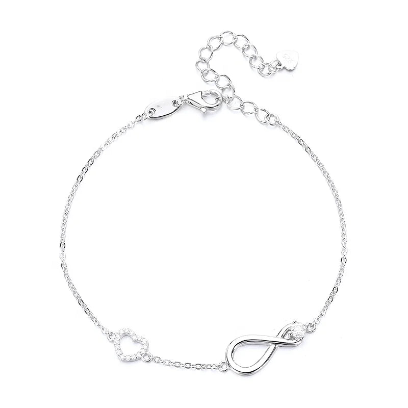 Fine Jewelry Wholesale Minimalist 925 Silver Heart Number 8 Musk Infinite Symbol VVS Moissanite Bracelet for Women High Grade