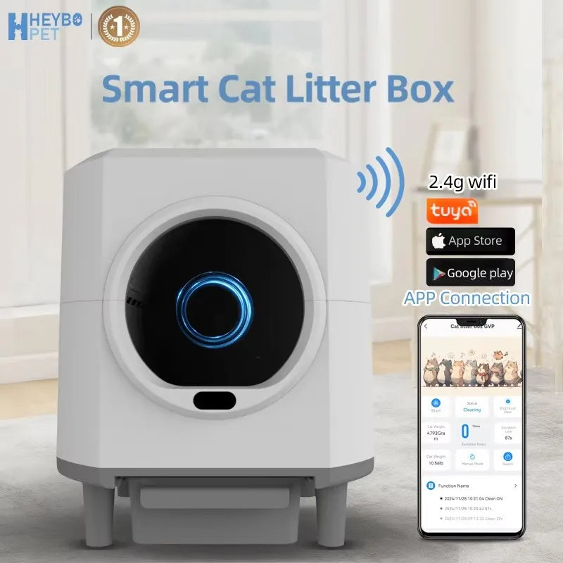 80l Large Capacity App Controlled Self Clean Cat Toilet Electric Smart Automatic Cat Litter Box Self-Cleaning