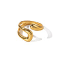 N&S Free-Size Stainless Steel Hollow Irregular Open Ring Religious Statement Jewelry with Gold Plating Resizable