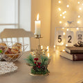 Xmas Snow Pine Cone Metal Candelabra Candlestick Christmas Candles Holder with Santa Figure Figurine & Toy Decoration