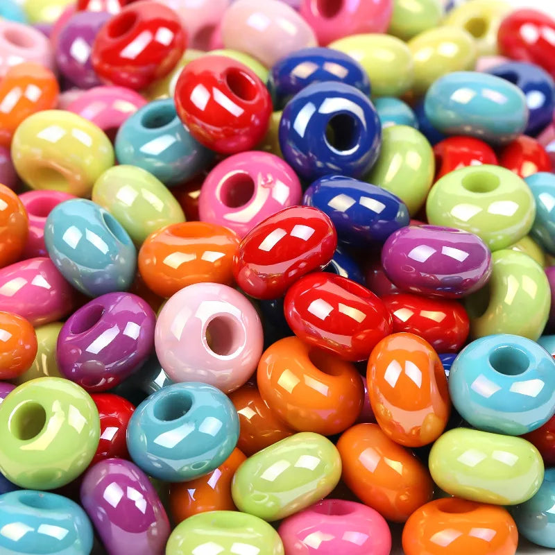 14mm Translucent Acrylic Plastic Resin Large Hole Flat Round Spacer Wheel Beads Solid Color Loose Beads for Jewelry Making