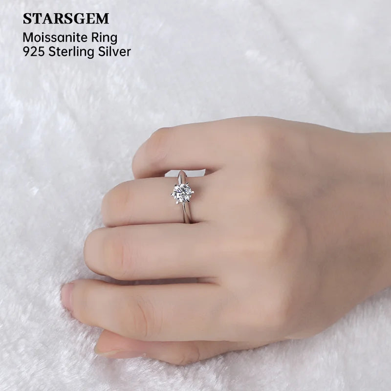 Hight Quality Wholesaler Starsgem Engagement Ring Jewelry 925 Sterling Silver Moissanite Ring