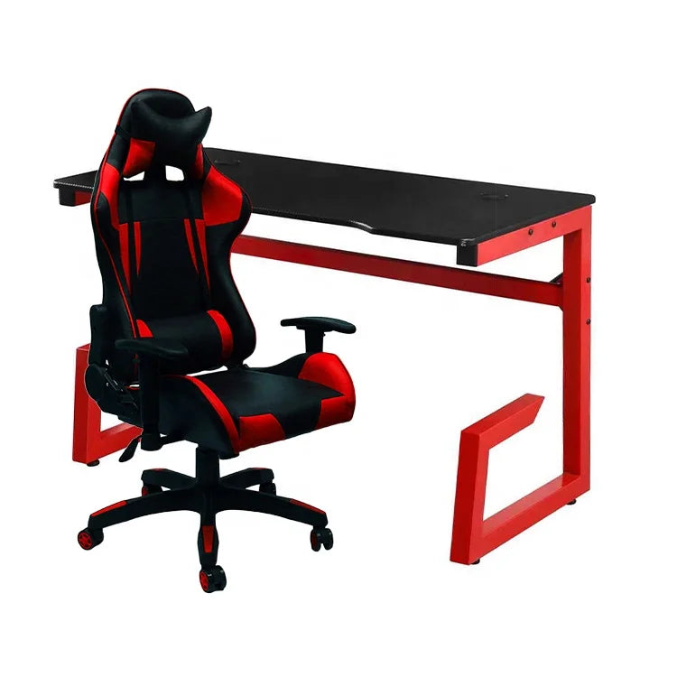 Modern Home Study Computer Gaming Desk with MDF Top and Metal Frame for Laptop and Gaming