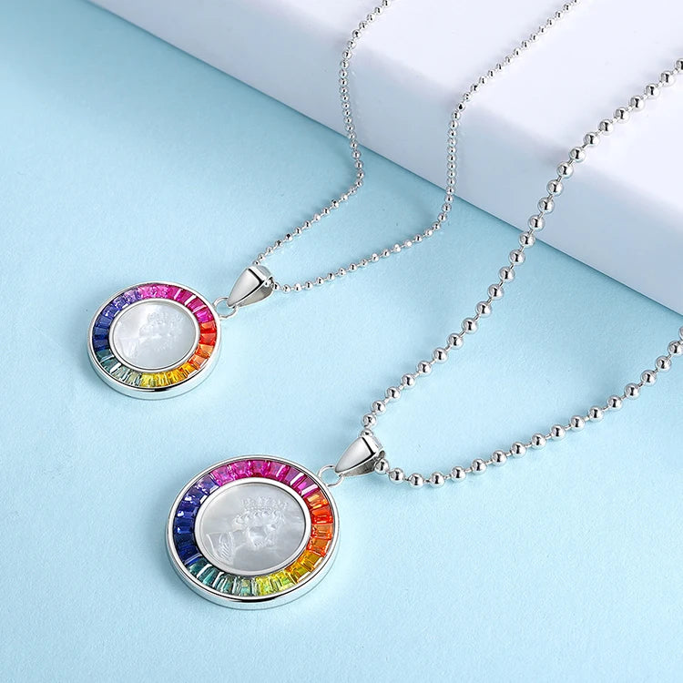 ANSTER Couple Jewellery Customized 925 Sterling Silver Platinum Plated Letter Shaped Chains Women Mens Silver Necklace Pendant