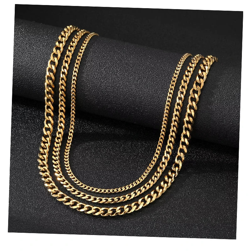 Hip Hop Jewelry Hip Hop 18k Gold Plated 316L Stainless Steel Cuban Chain Necklace Wholesale