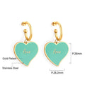 Customizable Name 18K Gold Planted Love Heart Earrings Letter Stainless Steel Jewelry Trendy Dangle Hoop Earrings for Gift