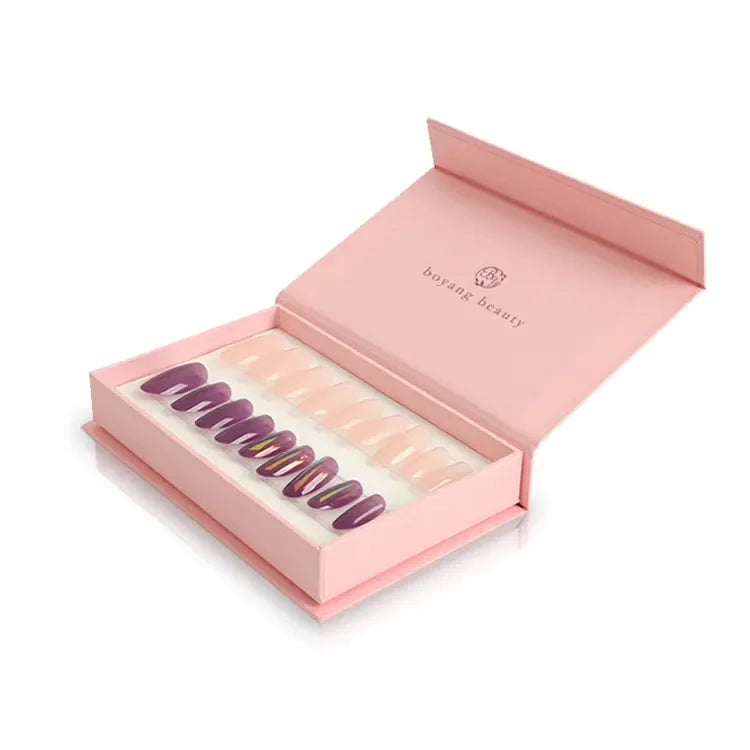 Custom Rigid  Empty False Nails Paper Package Box Perfume Artificial Fingernails Packaging Box Insert Foam