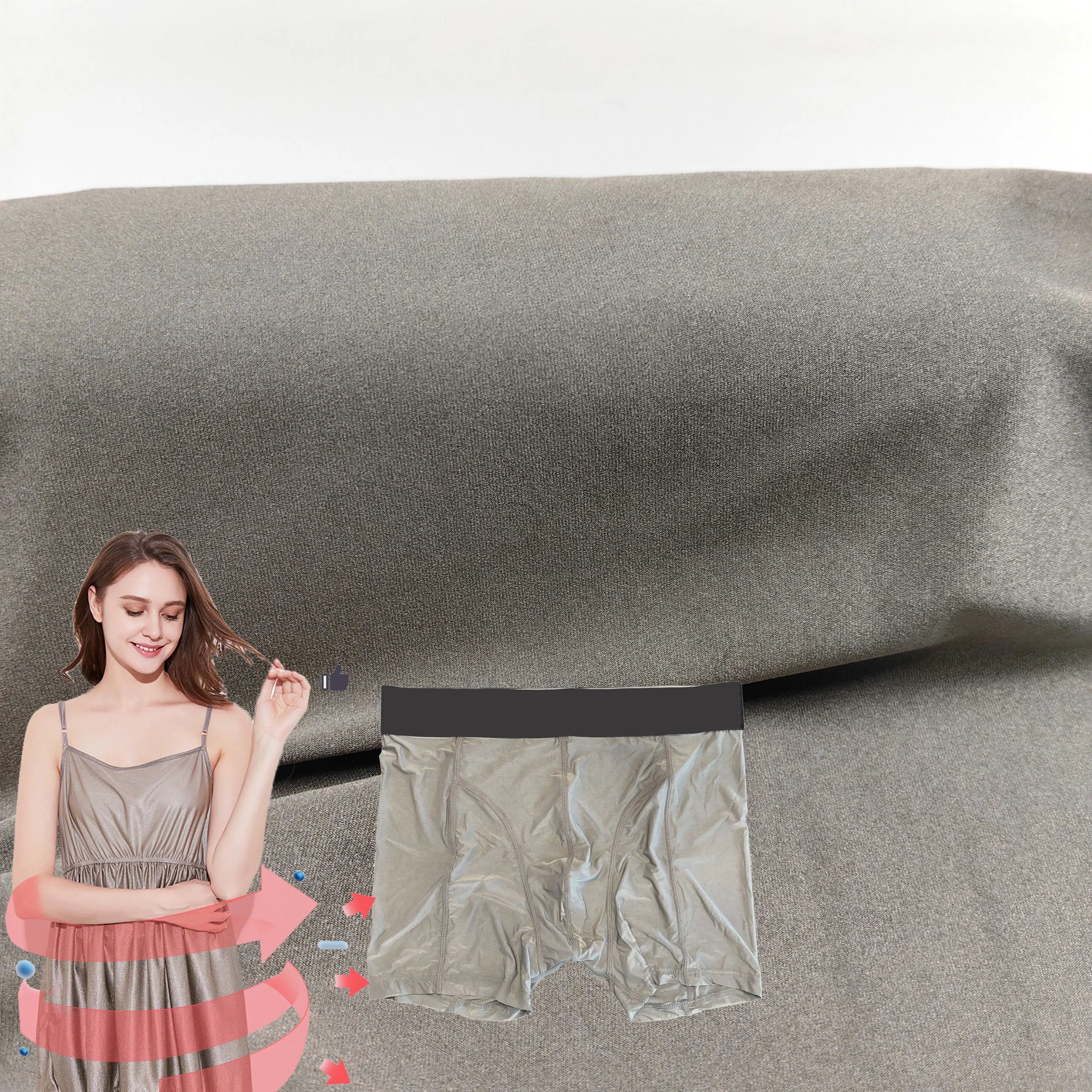 Silver Fiber Woven Metallic EMI RF Shielding Conductive 4-Way Stretch Dress Fabric for Girls