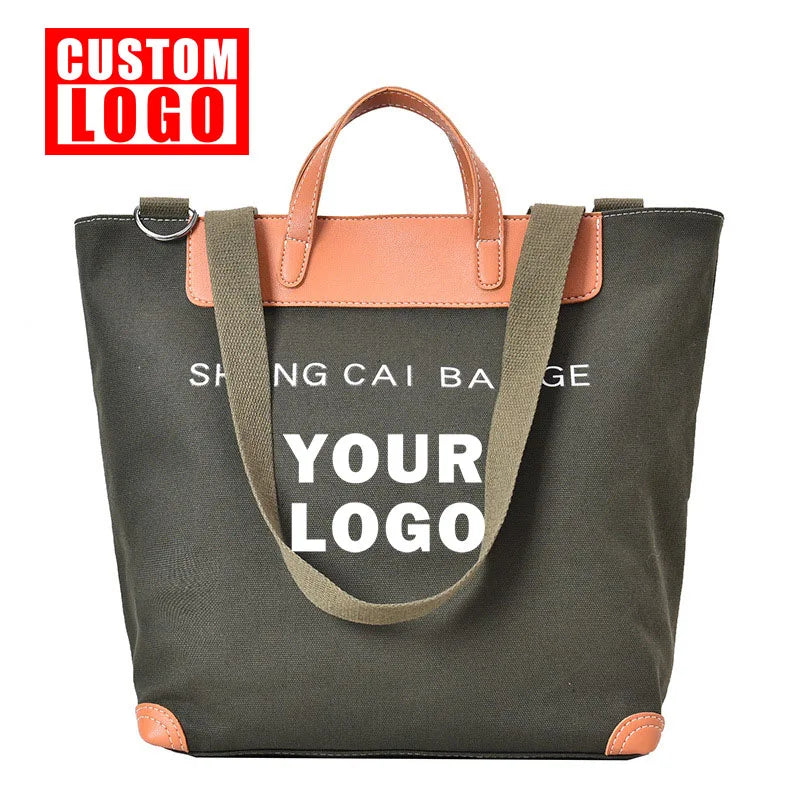 Custom logo Tote Canvas Women's New Oblique Span Large Capacity Shoulder Handbag
