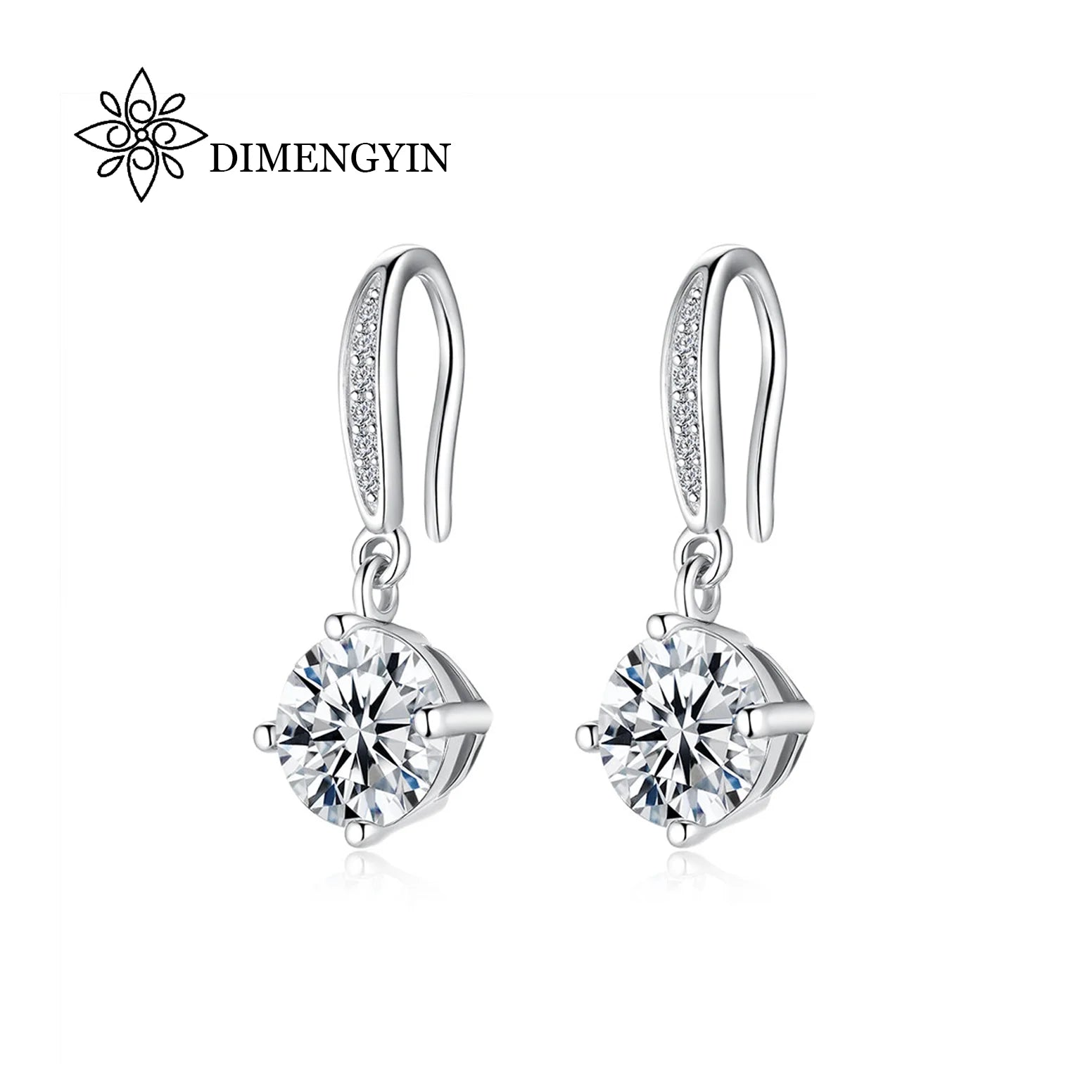 Elegant 1CT 6.5mm Four Claws Circle 925 Sterling Silver VVS Moissanite Stud Earrings for Women Fashionable Accessories